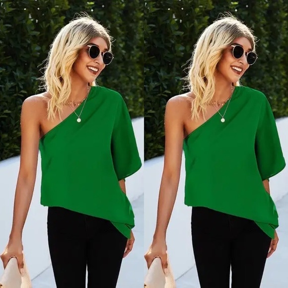 #89 Sleek Green One Shoulder- Last One✨ - Picture 3 of 3